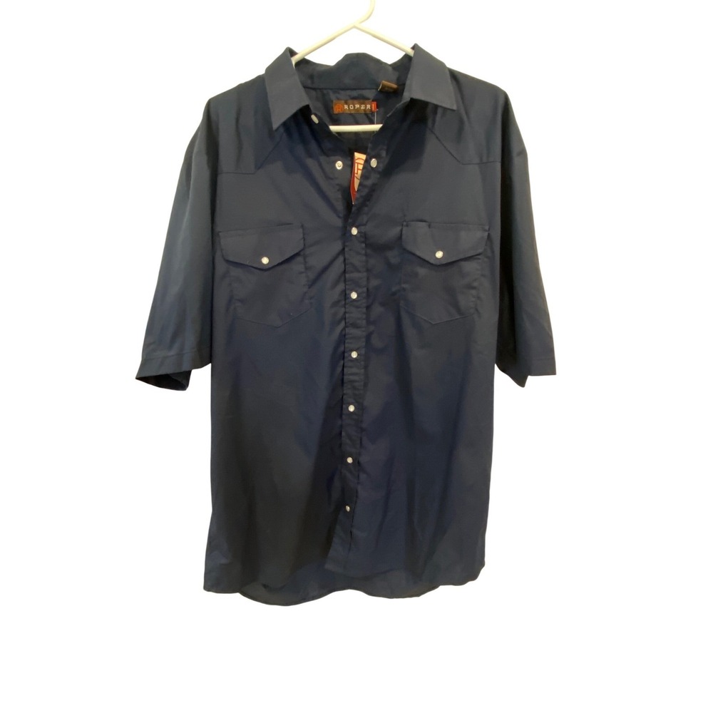 Roper Western Shirt Short Sleeve Mens 2XL Pearl Snap‎ Button Cowboy Workwear NWT